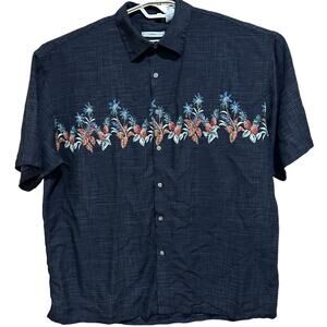 MODA CAMPIA Hawaiian Shirt XXL Black Pineapple Print Tropical Vacation Resort